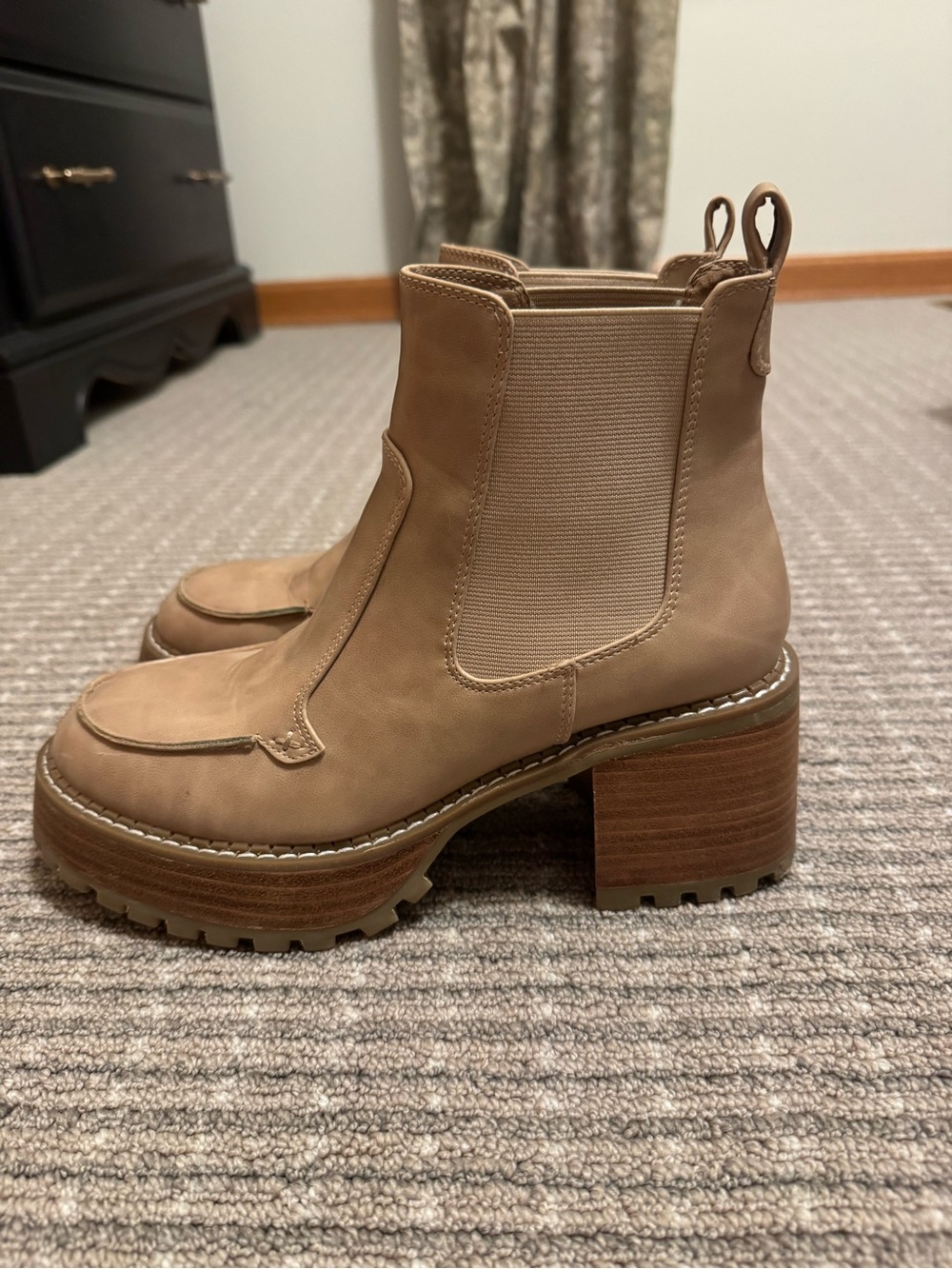 MIA Tan Platform Chelsea Lug-Heel Boots